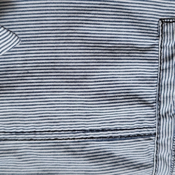 Eighty Eight Platinum blue striped button down shirt with navy seam detail - Picture 5 of 10